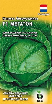 Семена Капуста белокочанная Мегатон F1, 10шт, Гавриш, Ведущие мировые производители, Bejo