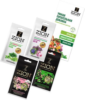 ZION (ЦИОН) Набор саше N10 (Космо + Для цветов + Для зелени + Для орхидей), заменяет все удобрения, одно внесение на срок до трёх лет