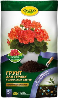 Фаско / Грунт для герани и ампельных цветов Цветочное счастье, 5л