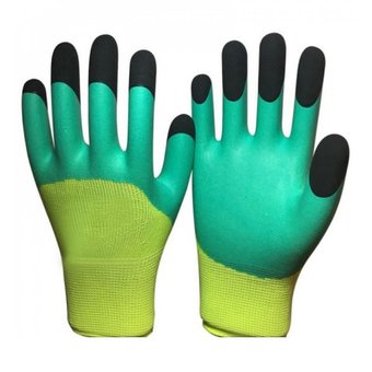 Перчатки нейлон синие/зелёные пальцы ПЕНА (OL-А2/OL-24/OL-216)